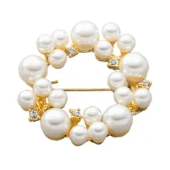 【ゴールド×ワンサイズ】[Cream dot. クリームドット公式] ブローチ フォーマル 卒業式 卒園式 入学式 入園式 ママ スーツ ピン パール ビジュー サークル 小さめ ミニ コサージュ 華やか 上品 大人 