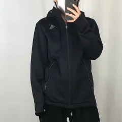 adidas(アディダス) 黒 トレーナー 裏起毛 フード付き ジップアップパーカー S 250417