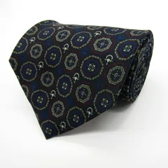 ランバン ブランド ネクタイ 総柄 ドット 小紋柄 花柄 シルク イタリア製 PO メンズ ネイビー LANVIN 【中古】