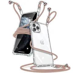 iPhone 11 Pro Max ケース クリア ショルダー iPhone11pro maxスマホケース アイフォン11pro max カバー 肩掛け 斜めかけ 縄掛けケース 透明 薄型 軽量 TPU 携帯ケース 紐付き 斜めがけ 織りストラップ付き 長 1