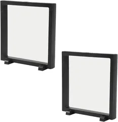 All Bright AllBright ディスプレイスタンド アクリルキーホルダー ラバーストラップ ルースケース 透明フィルム 展示 台座付き(ブラック,  18x18cm)