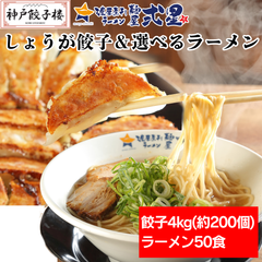 【選べる】ラーメン50食＋訳ありしょうが餃子4kg 大量 大盛り麺 とりがら醤油 とんこつ醤油 こってりみそ