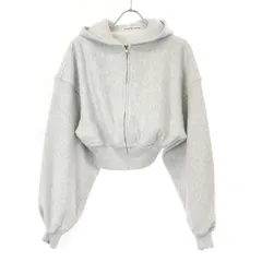 ALEXANDER WANG.T アレキサンダーワン. ティー Cropped Zip-up Hoodie クロップドジップアップパーカー 4CC1242077 グレー XSのサムネイル