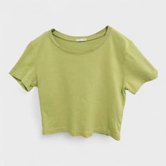 【訳アリ】【GU】『ジーユー』【ショート丈Tシャツ 】『ちびT』グリーン 系 緑小さいサイズ(S) 商品A2337 管理D