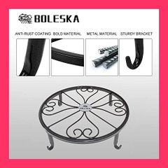 【スタッフおすすめ！】BOLESKA 3個組花台 アイアンフラワースタンド 植木鉢スタンド 猫脚付鉢置き プレート 飾り台 ガーデニング アンティーク 室内 屋外 おしゃれ(3個-ブラック)