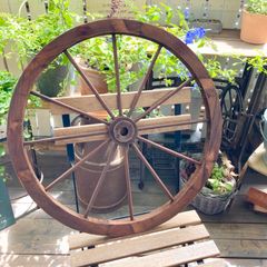 木製のガーデンウィール（大）車輪　ガーデンオブジェ　ガーデニング雑貨　ドライフラワー掛け　ナチュラルガーデン
