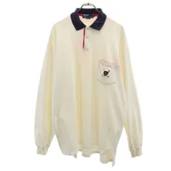 ポロバイラルフローレン 90s 00s オールド 長袖 スウェット ポロシャツ M ホワイト Polo by Ralph Lauren 裏起毛 メンズ
