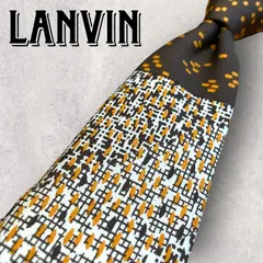 LANVIN ランバン アート柄 チェック柄 ツーカラー ネクタイ ブラウン
