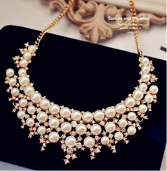 パール ビジュー ネックレス かわいい 人気 結婚式 パーティー お呼ばれ プレゼント ウェディング レディース 新品 1