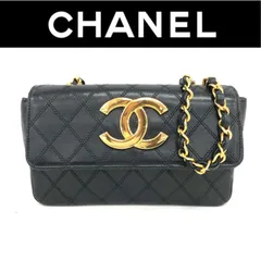 【美品】CHANEL シャネル ビコローレ デカココマーク マトラッセ チェーンショルダーバッグ ラムスキン レディース ブラック 黒