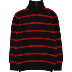 古着 ラルフローレン Ralph Lauren POLO by Ralph Lauren ボーダー柄 ハーフジップセーター レディースS相当/eaa491192