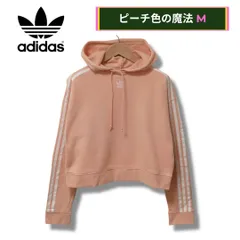 アディダス オリジナルス パーカー サーモンピンク M-L相当 00s adidas ORIGINALS ロゴ刺繍 クロップド丈 クロップ トレフォイルマーク センター 韓国 KOREA  オレンジ レディース ユニセックス 古着 C70900