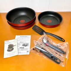 美品 未使用 T-fal ティファール インジニオネオ クックウェア 6点セット IH対応 ガーネット アンリミテッド フライパン 鍋セット お弁当作りに！コンパクト収納