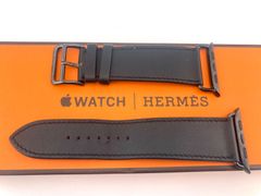 HERMES エルメス Apple Watch アップルウォッチ 専用ベルト レザー ブラック 箱 保存袋付
