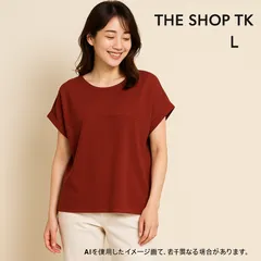 AB0419 THE SHOP TK ゆったりシルエット 半袖カットソー ポリウレタン混 ストレッチ素材 Lサイズ 秋 冬