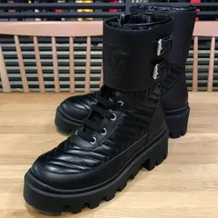 【超美品】グッチ GGマーモント Vステッチ ショートブーツ レザー ブラック #34.5 約21.5cm 628855 黒 13170