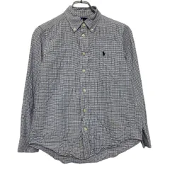 Ralph Lauren 長袖 チェックシャツ M ブルー ブラック キッズ ラルフローレン 古着卸 アメリカ仕入 a611-5524のサムネイル