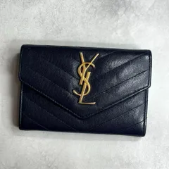 美品/付属品完備】 YSL SAINT LAURENT サンローラン スモールエンベロープウォレット 二つ折り財布 キルティング ネイビー  414404 - メルカリ