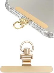 aerix スマホストラップ ストラップホルダー 極薄0.2mm・360°旋回式・浮きなし曲がれ設計金属製 タグパッチ ステンレス鋼 頑丈 薄型金属ステンレス製 ショルダー 落下防止 携帯ストラップ スマホショルダー 全機種対応(ゴールド)