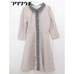 ◇ tocco closet 装飾 パール フリンジ 七分袖 膝丈 ワンピース サイズ M ピンクベージュ ブラック マルチ レディース  【1107050007580】