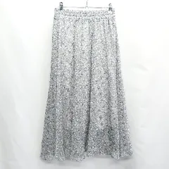 ◇ ΘΦ Khaju　カージュ 花柄　ウエストゴム マキシ フレアー スカート サイズM グレー レディース E  【1410100021727】