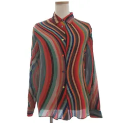 ピーエスポールスミス PS Paul Smith 美品 Swirl プリント シャツ ブラウス 長袖 ストライプ シルク マルチカラー 40 M-L位