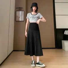☆ ブラック ☆ L ☆ マタニティ スカート 体形カバー 春夏秋 マタニティウェア スカート 妊婦服 マタニティー 服 ロング マキシ丈 プリーツスカート ボトムス オフィス 通勤 春 夏 秋 おしゃれ かわいい アジャスター ウエスト調整 ゴム リブ