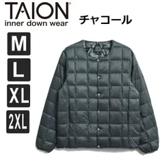 インナーダウン メンズ レディース チャコール m l xl xxl taion タイオン クルーネック ダウンジャケット 黒 ブラック Mサイズ Lサイズ XLサイズ TAION-104