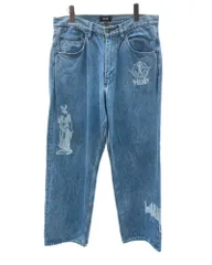 ハフ HUF LOOSIES WASHED DENIM PANT ルーズ ウォッシュ デニム パンツ 青 プリント デニム ブルー サイズ 32 104MB-324
