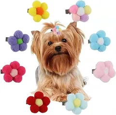 【在庫処分】Hitasi ペットヘアピン 犬 猫用髪飾り ペット用ヘアクリップ 8枚セット ヘアボールヘアピン ペット用 前髪クリップ 可愛い 花 着脱簡単 雰囲気 飾るクリスマス 誕生日 贈り物 犬用ヘアアクセサリー