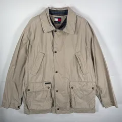 古着 90's/90年代 トミーヒルフィガー TOMMY HILFIGER コットンジャケット 比翼ジャケット チェスターコート XL  ベージュ メンズ