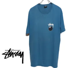 ステゥーシー　STUSSY　8ボール　青　半袖Tシャツ　古着　バックプリント