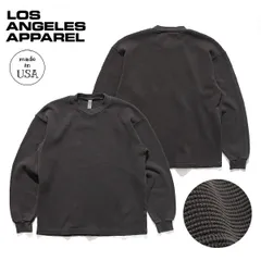 ロサンゼルスアパレル【Los Angeles Apparel】LONG SLEEVE HEAVY THERMAL CREW NECK サーマル ヴィンテージブラック 長袖 ロンT 無地 クルーネック コットン ユニセックスのサムネイル