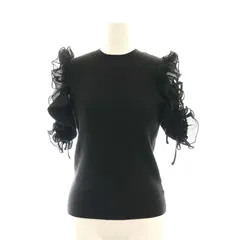 スナイデル SNIDEL Sustainableフリルスリーブニットプルオーバー カットソー 五分袖 F 黒 ブラック /AT ■OS