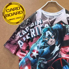 USA輸入古着 キャプテン・アメリカCAPTAIN AMERICA マーベルMARVEL 総柄 ビッグサイズ半袖tシャツ 赤XL