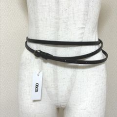 エイソス asos レディース ベルト スキニーベルト　フェイクレザー 細ベルト スキニーベルト ブラック プレーン [ac-3527]