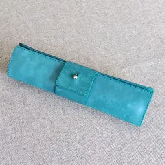 極薄革のロールペンケース　ターキーブルー　３本用　マヤベリー　ハンドメイド