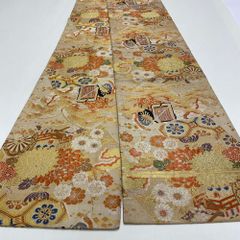 丸帯 アンティーク ヴィンテージ 全通 金帯 410cm 花嫁衣装 貸衣装 中古 リサイクル 結婚式 婚礼 着付け 舞台 きもの 着物 4123