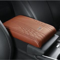 ◆キャデラック Cadillac◆ブラウン◆アームレストマット コンソールボックスパッド 形状記憶 肘置きカバー 収納ボックスマット 革製 高め