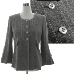 極美品】jun ashida ツイード ノーカラー ジャケット 日本製 11 極美品