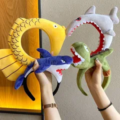 サメカチューシャ 大人可愛い面白ぬいぐるみ カチューシャ ヘアーアクセサリー ヘアバンド 洗顔カチューシャ シャーク サメ マグロ 魚 恐竜 shiting01