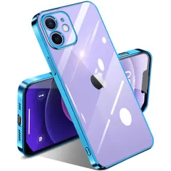 【数量限定】ソフトケース メッキ加工 TPU 軽量 薄型 人気 透明 カバー アイフォン12mini 耐衝撃 保護カバー(ブルー) クリア ケース mini iPhone12