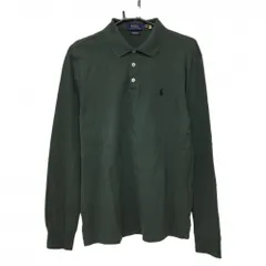 【美品】ポロラルフローレン 長袖ポロシャツ グリーン ロゴ黒  メンズ M ゴルフウェア Ralph Lauren
