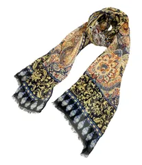 美品✨ エトロ ボタニカル柄 大判ストール 総柄 ブラウン系マルチ ウールシルク Amazon | [エトロ] スカーフ ウール シルク マルチカラー Scarf