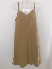 ◇ earth music&ecology スエード調 膝下丈 キャミソールワンピース サイズF ブラウン系 レディース E  【1303140006109】