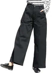 Captain K キャプテン・ケイ コットン ツイル ベイカーパンツ 裾幅広 ワイドパンツ レディース( ブラック,  L)