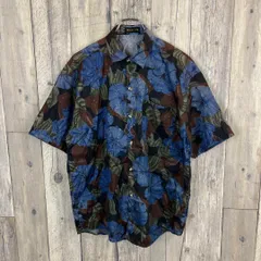 THAI SILK タイシルク 半袖 総柄 ハイビズカス柄 ドレス シャツ