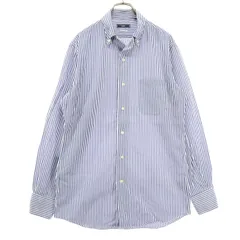 SHIPS シップス ストライプ柄 長袖 スタンダードカラー ボタンダウンシャツ 39 ブルー メンズ 古着