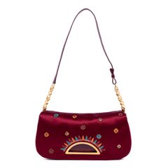 DIOR ディオール マリス パール フラップ 赤 サテン キャンバス A