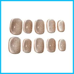 【最短発送】ネイルチップ ショート 短め ラウンド 無地 手作り 肌色 ベージュ キャットアイ マグネット Nails 人気 おしゃれ 可愛い 付け爪 Sun&Beam 10枚入 (#95 M)